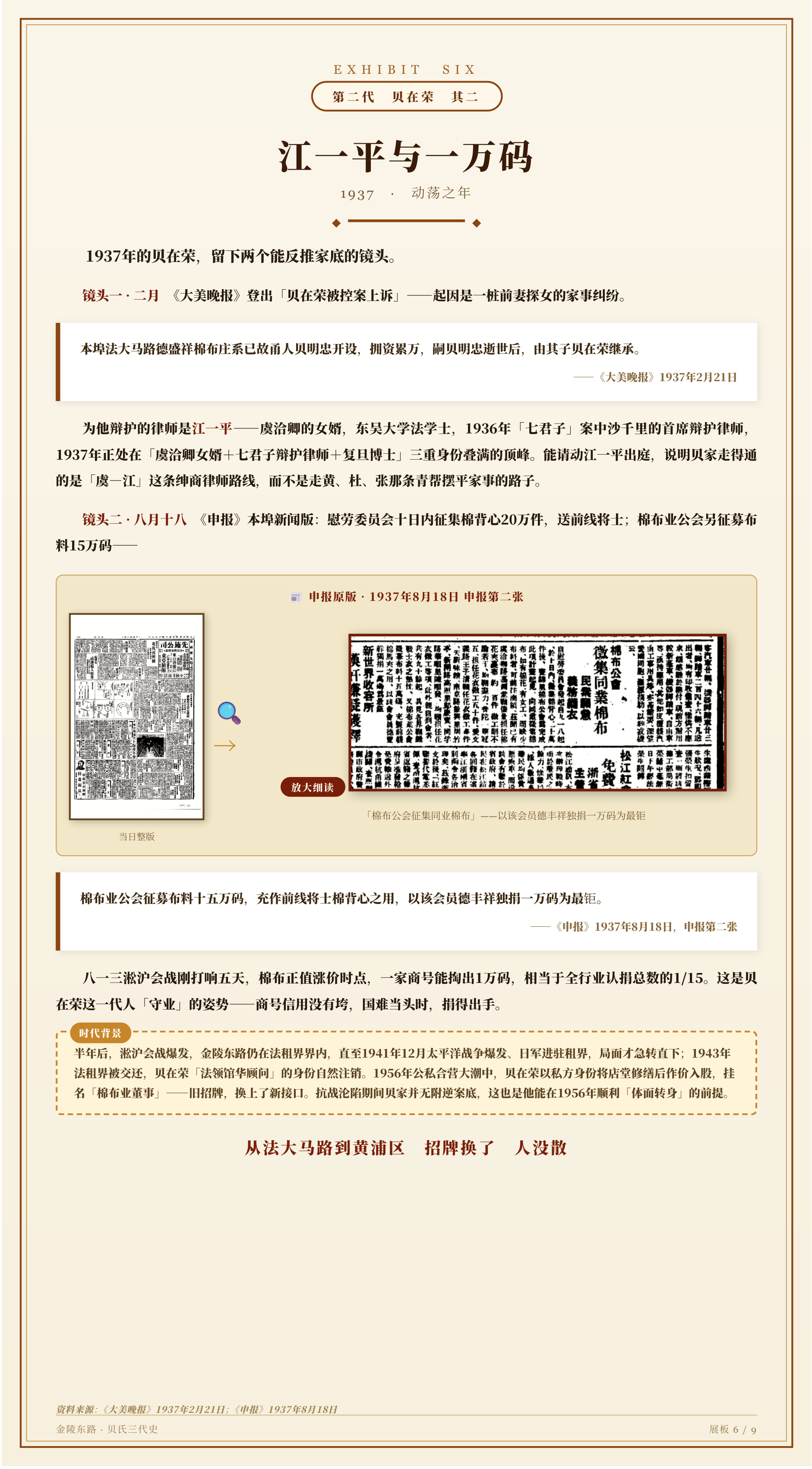 看板六：江一平与一万码